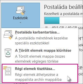 Microsoft Office Outlook - Archiválás, 1. lépés