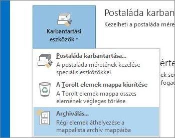 Microsoft Office Outlook - Archiválás, 1. lépés